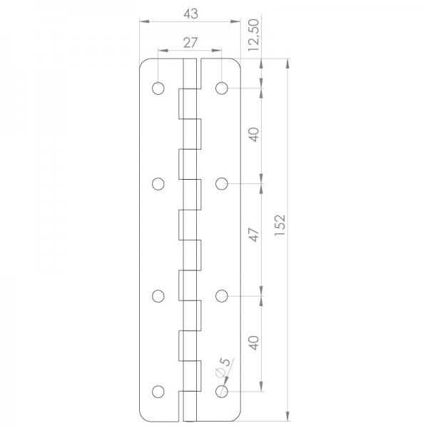 Paslanmaz Yaprak Menteşe 43 x 152 x 1.2mm